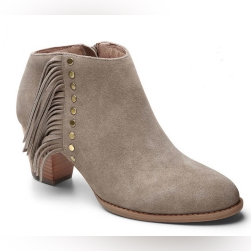 VIONIC Faros Fringed Suede Ankle Bootie Size 8